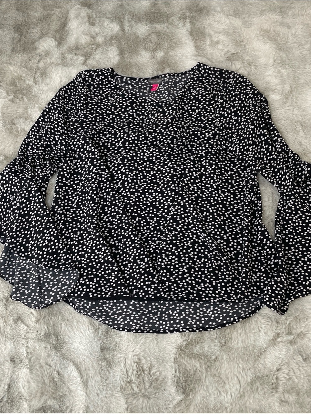 Vince Camuto Black Blouse with White Dot Print-0311